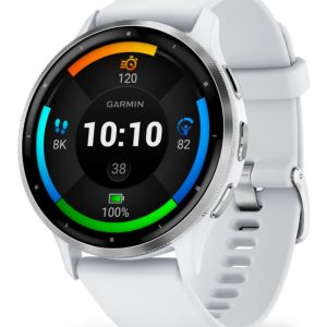 Garmin Venu 3 3,56 cm (1,4") AMOLED 45 mm Digitaalinen 454 x 454 pikseliä Kosketusnäyttö Hopea, Valkoinen Wi-Fi GPS (satelliitti)