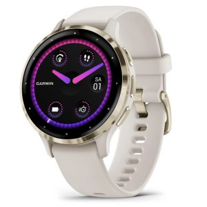 Garmin Venu 3S 3,05 cm (1,2") AMOLED 41 mm digitaalinen 390 x 390 pikseliä kosketusnäyttö Gold, Ivory Wi-Fi GPS (satelliitti)