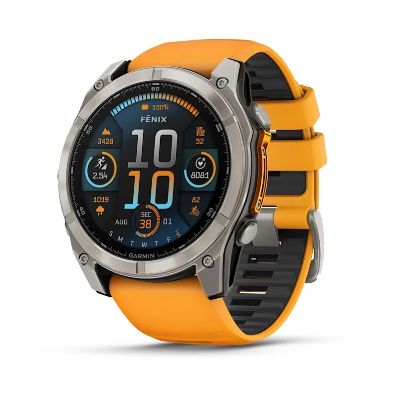 Garmin Fenix 8 3,56 cm (1,4") AMOLED 51 mm Digitaalinen 454 x 454 pikseliä Kosketusnäyttö Titanium Wi-Fi GPS (satelliitti)